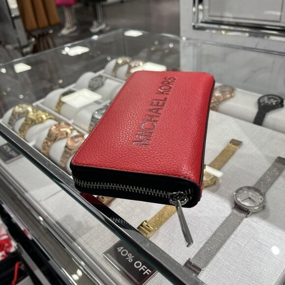 Michael Kors Cooper Pebbled Leather Smartphone Wallet 36S4LCOZ3L BRIGHT RED - Picture 2 of 11